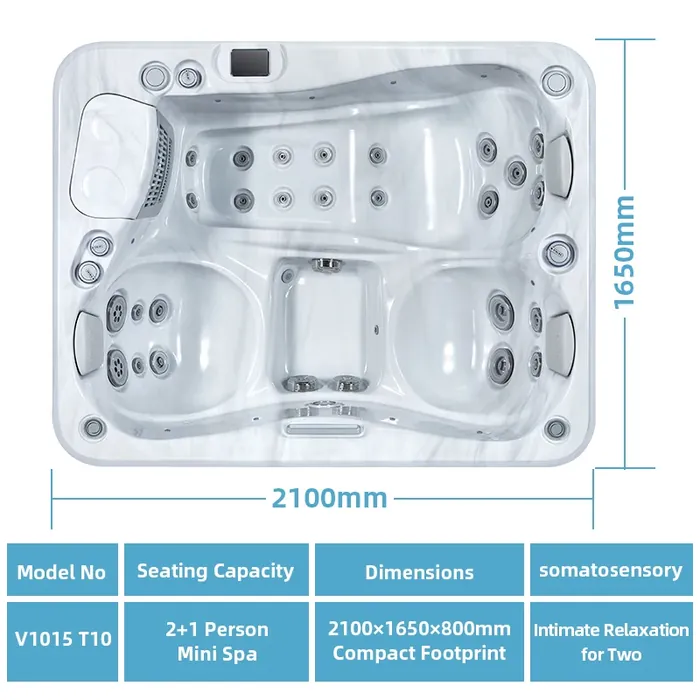 VIRLUX hot tub top view and dimensions